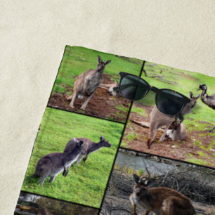 Kangaroos Photo Collage, Beach Towel