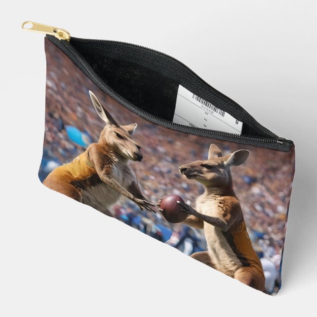 Kangaroos Playing Aussie Rules Football, Accessory Pouch (Open)