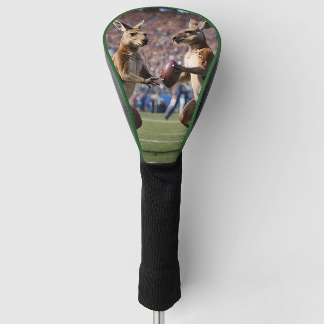 Kangaroos Playing Aussie Rules Football, Golf Head Cover (Front)