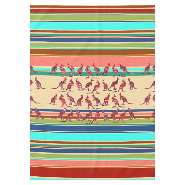 Kangaroos & Strips Pattern + ypor ideas Tablecloth (Front)