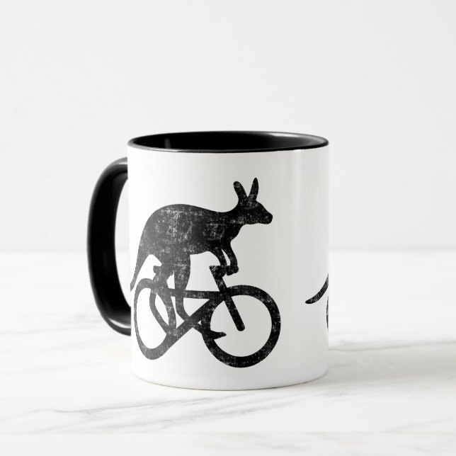 Kangguru rides bike fun motivation Australia Mug (Front Left)