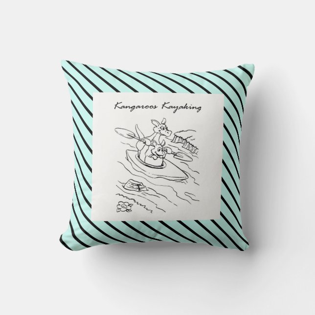 Kangooroos Modern Birth Baby Boy Black Throw Pillow (Front)