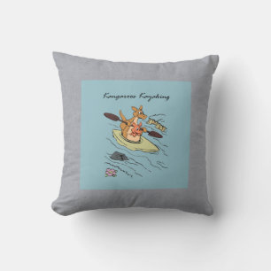 Kangooroos Modern Birth Baby Boy Blue Throw Pillow