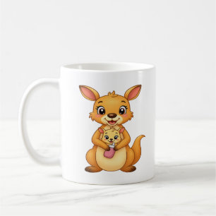 Kangourou surpris et son bébé - Tasse double face