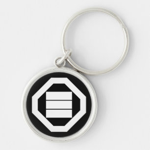 Kanji characters for three on tray keychain