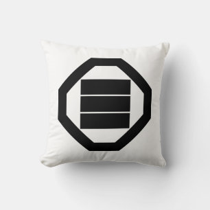 Kanji characters for three on tray throw pillow