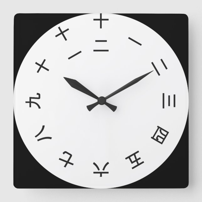 Kanji Clock 1-12 (rotated) Clock (Front)