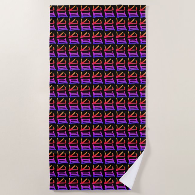 Kanji Delicious black beach towel (Front)