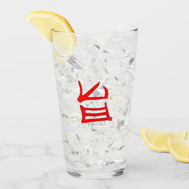 Kanji Delicious red glass tumbler (Front Ice)