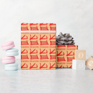 Kanji Delicious Red matte tan wrapping paper