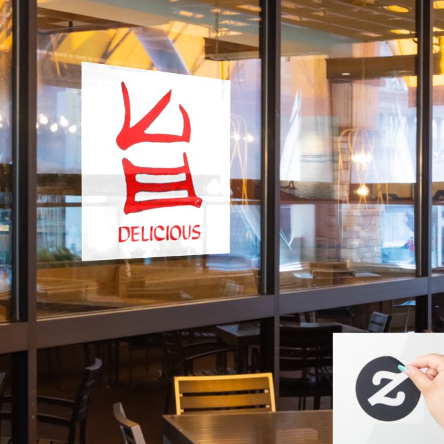 Kanji Delicious red window cling (Restaurant Window)