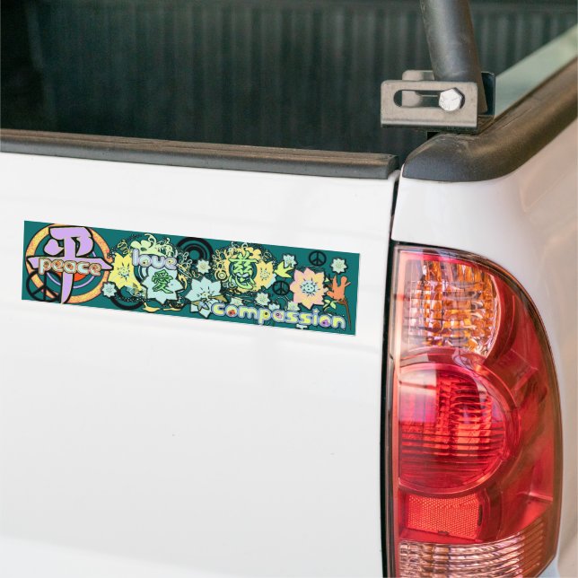 Kanji for Peace-Love-Compassion - Bumper Sticker (On Truck)
