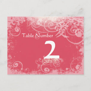 Kanji Love Swirl Table Number- choose card colour
