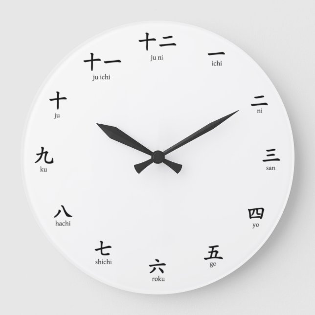 Kanji Romaji Numbers Learn to Count in Japanese  Large Clock (Front)