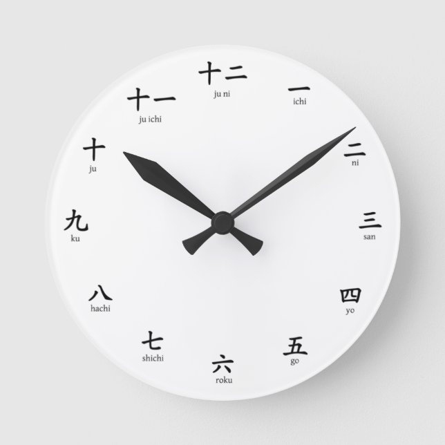 Kanji Romaji Numbers Learn to Count in Japanese Round Clock (Front)