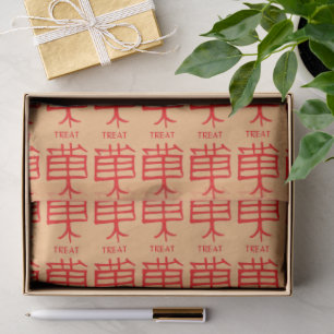 Kanji Treat red tan tissue paper