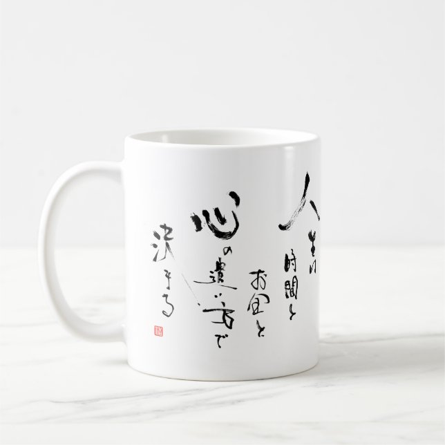 Kanji 'What is Life?' Japanese Inspirational Quote Coffee Mug (Left)
