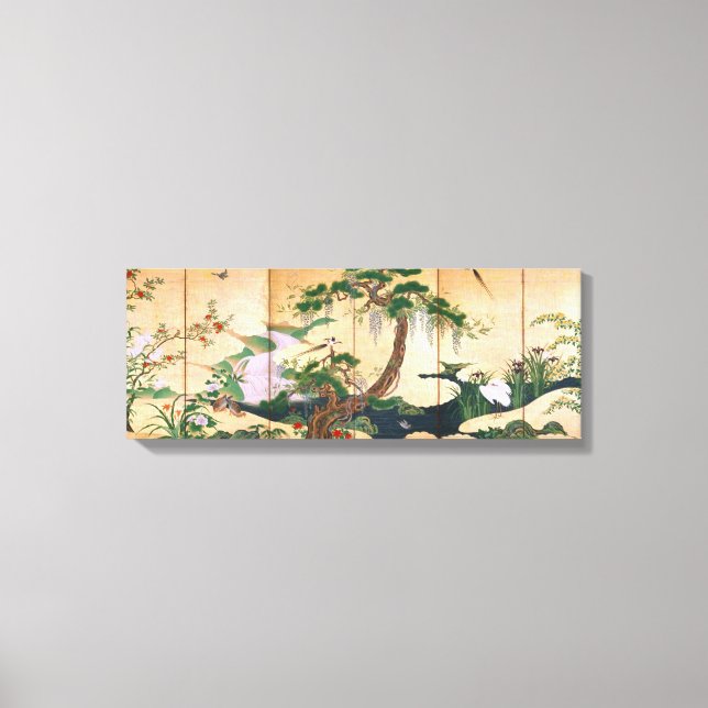 Kano Eino Birds and Flowers of Spring and Summer Canvas Print (Front)