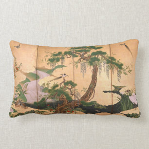 Kano Eino Birds and Flowers of Spring and Summer Lumbar Pillow