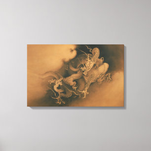 Kanō Hōgai Two Dragons in Clouds Canvas Print