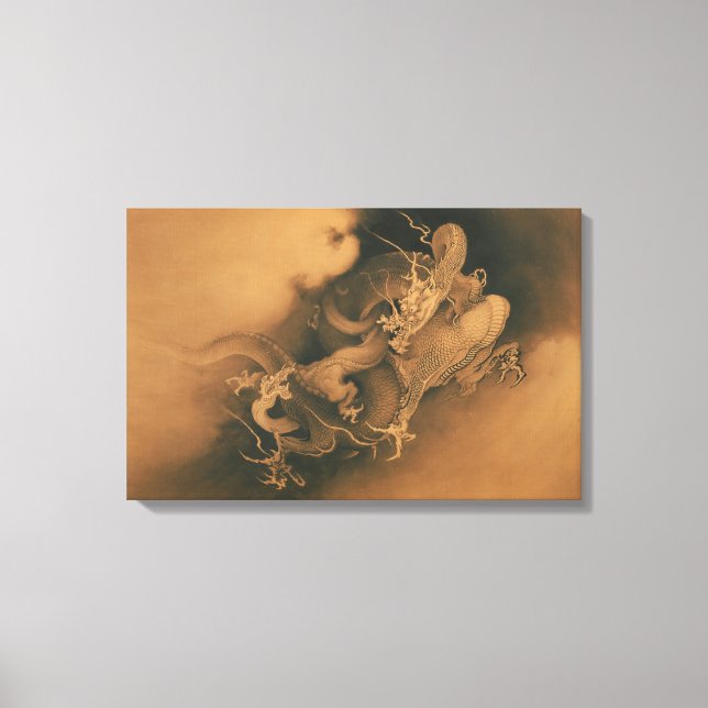 Kanō Hōgai Two Dragons in Clouds Canvas Print (Front)