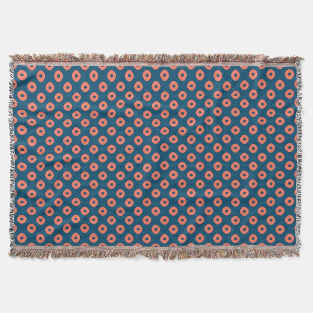 "Kanoko" Fawn Spot Pattern Salmon Pink Throw Blanket (Front)