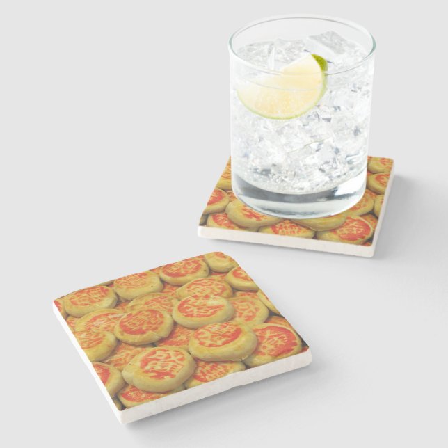 Kanom Pia ขนมเปี๊ยะ ~ Asian Sweets Desserts Food Stone Coaster (Side)