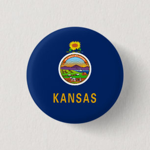 Kansan Flag, Flag of Kansas 1 Inch Round Button