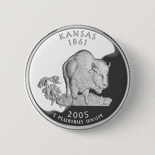 Kansas 2 Inch Round Button (Front)