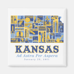 Kansas - Ad Astra Per Aspera - Square Magnet