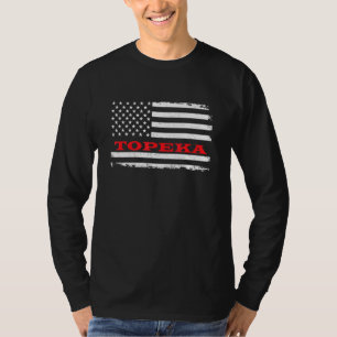 Kansas American Flag Topeka Usa Patriotic Souvenir T-Shirt