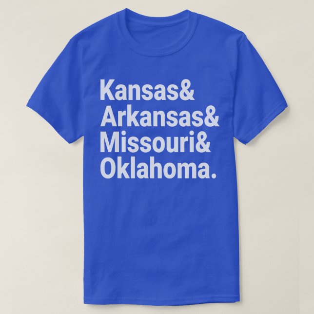 Kansas Arkansas Missouri Oklahoma TShirt (Design Front)