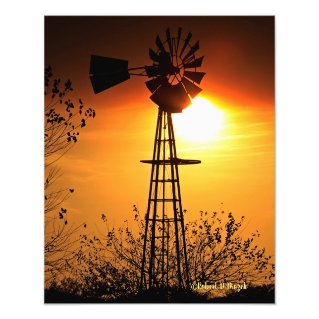 Kansas Beauty with Sunset with clouds. Photo Print (Front)
