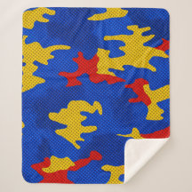 Kansas Blue Red Yellow Vibrant Camo Pattern