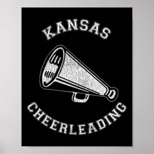 Kansas Cheer Distressed Retro 90's Cheerleader Poster