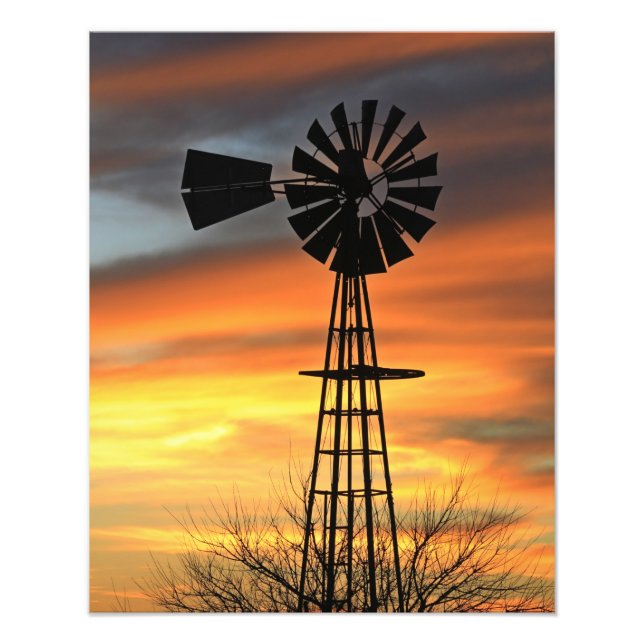 Kansas Christmas 2021 colourful Sunset with clouds Photo Print (Front)