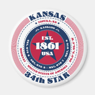 Kansas Circle Typography Souvenir Magnet