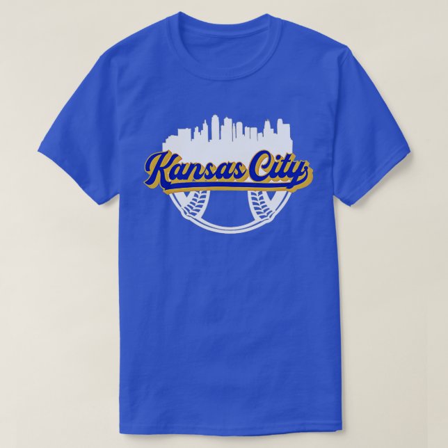 Kansas City Baseball Downtown City Skyline Fan  T-Shirt (Design Front)