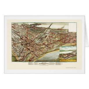 Kansas City, carte panoramique de KS - 1895