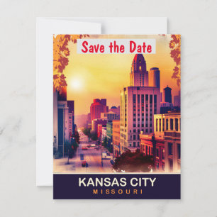 Kansas City Downtown, Travel Postcard, Save The Date
