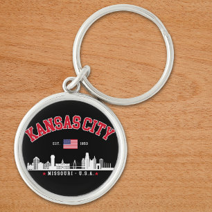 Kansas City Flag & Skyline Design Cool Midwest Keychain