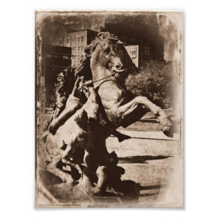 Kansas City Fountain Sepia Grunge Photo Print