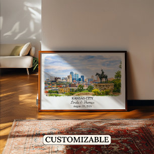 Kansas City Kansas Poster, Watercolor, Custom Poster