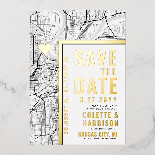 Kansas City Love Locator | Wedding Save the Date (Front)