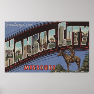 Kansas City, Missouri - Large Letter Scenes 2 Poster