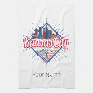 Kansas City Missouri United States Skyline Vintage Kitchen Towel