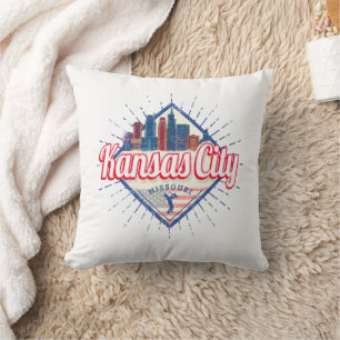 Kansas City Missouri United States Skyline Vintage Throw Pillow