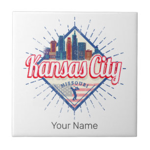 Kansas City Missouri United States Skyline Vintage Tile