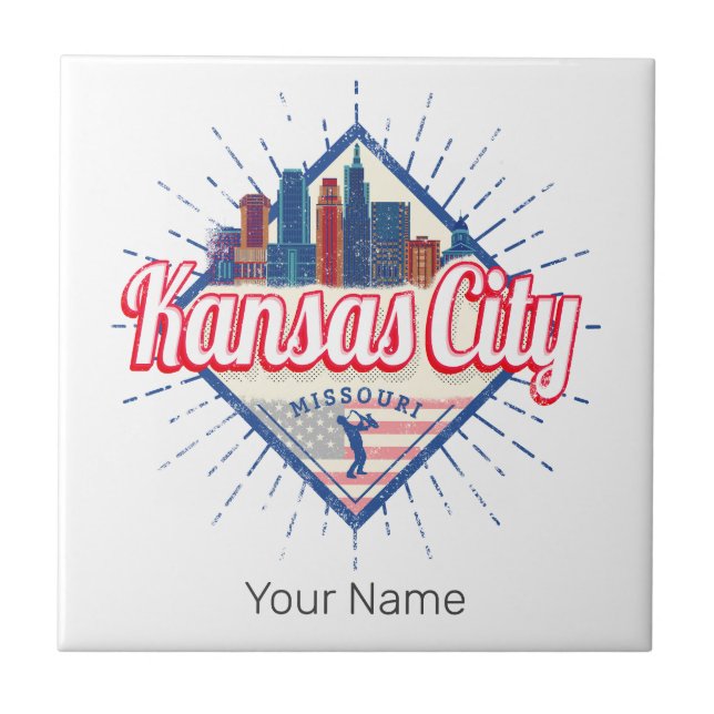 Kansas City Missouri United States Skyline Vintage Tile (Front)