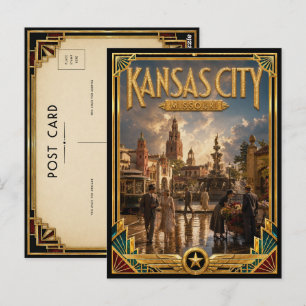 Kansas City Missouri Vintage Art Deco Golden Age Postcard